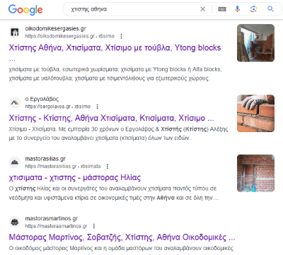 1η θέση στο Google στα οργανικά